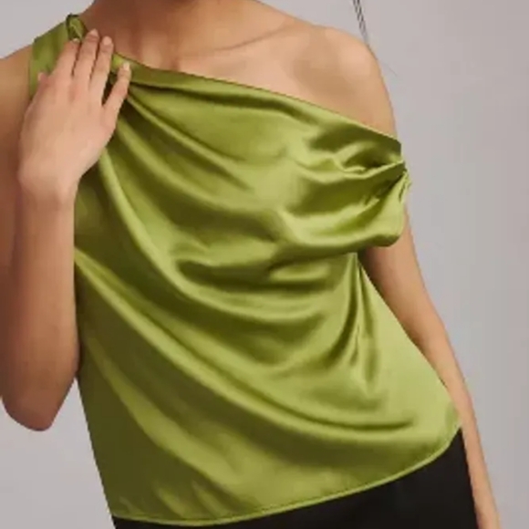 Reformation Annika Silk Top - Avocado - Size 4 - Picture 9 of 10